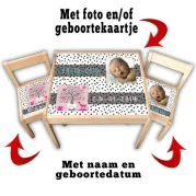 Kindertafel en stoeltjes stippen met foto