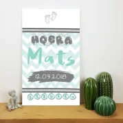 geboortebord met naam geboren zigzag