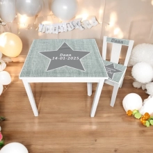 Kindertafel en stoel ster met naam