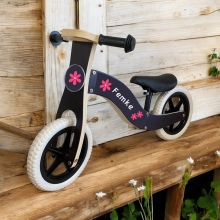 Loopfiets blck met naam bloemetjes