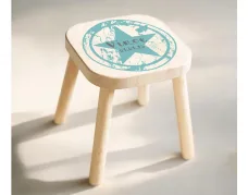 houten krukje met naam round star