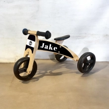 Houten loopfiets 2 in 1 met bedrijfslogo