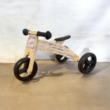 Houten loopfiets 2 in 1 geboortekaartje met hout