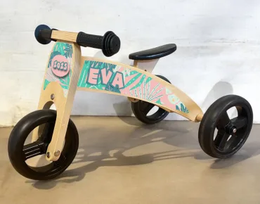 houten loopfiets 2 in 1 bladeren